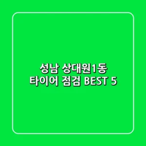 성남 상대원1동 타이어 점검 BEST 5