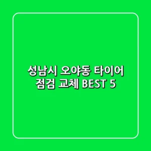 성남시 오야동 타이어 점검, 교체 BEST 5