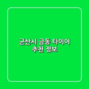 군산시 금동 타이어 추천 정보