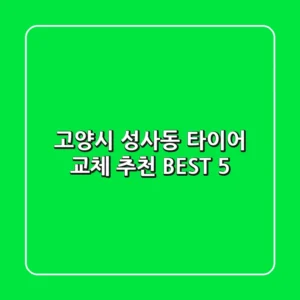 고양시 성사동 타이어 교체 추천 BEST 5