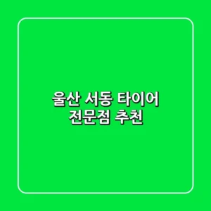울산 서동 타이어 전문점 추천
