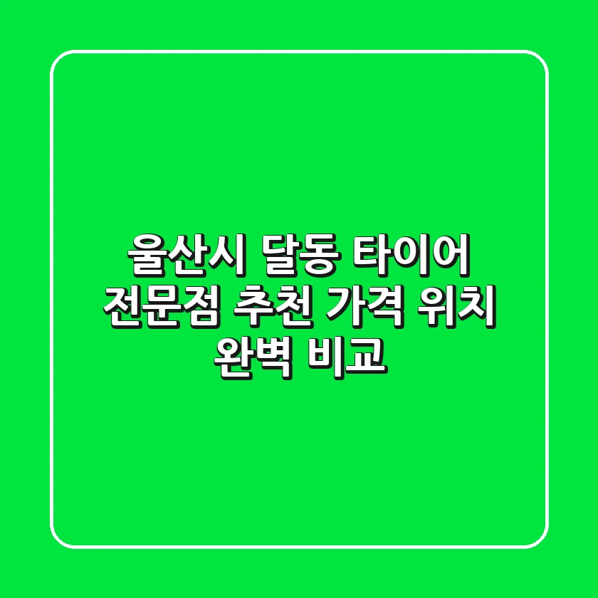 울산시 달동 타이어 전문점 추천 | 가격, 위치 완벽 비교