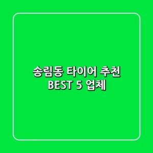 송림동 타이어 추천 BEST 5 업체