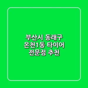부산시 동래구 온천1동 타이어 전문점 추천