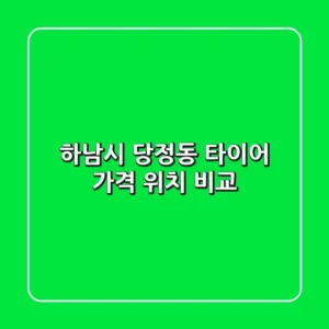 하남시 당정동 타이어: 가격, 위치 비교