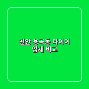 천안 용곡동 타이어 업체 비교