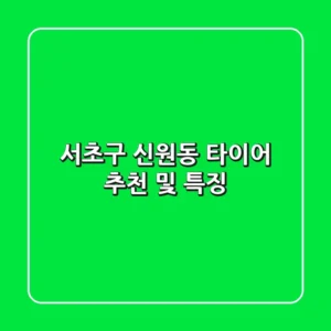 서초구 신원동 타이어 추천 및 특징