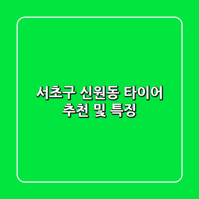 서초구 신원동 타이어 추천 및 특징