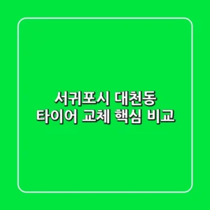 서귀포시 대천동 타이어 교체 핵심 비교