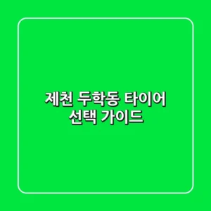 제천 두학동 타이어 선택 가이드
