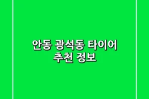 안동 광석동 타이어 추천 & 정보