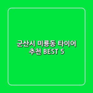 군산시 미룡동 타이어 추천 BEST 5