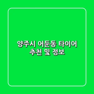 양주시 어둔동 타이어: 추천 및 정보