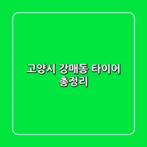 고양시 강매동 타이어 총정리