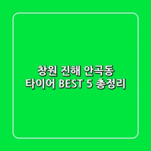 창원 진해 안곡동 타이어 BEST 5 총정리