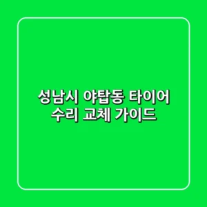 성남시 야탑동 타이어 수리 교체 가이드
