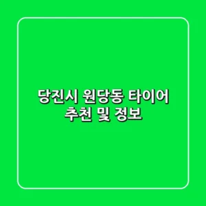 당진시 원당동 타이어 추천 및 정보