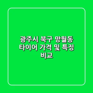 광주시 북구 망월동 타이어, 가격 및 특징 비교