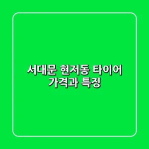 서대문 현저동 타이어: 가격과 특징