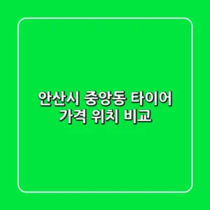 안산시 중앙동 타이어: 가격, 위치 비교