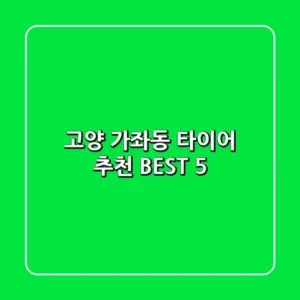 고양 가좌동 타이어 추천 BEST 5