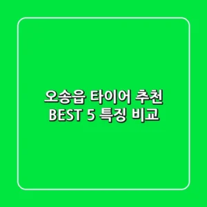오송읍 타이어 추천 BEST 5 특징 비교