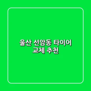 울산 선암동 타이어 교체 추천