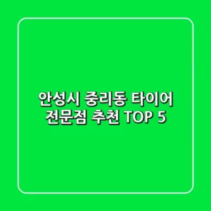 안성시 중리동 타이어 전문점 추천 TOP 5