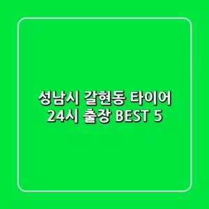 성남시 갈현동 타이어 24시 출장 BEST 5