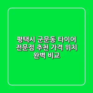 평택시 군문동 타이어 전문점 추천 | 가격, 위치 완벽 비교