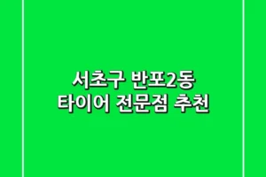 서초구 반포2동 타이어 전문점 추천