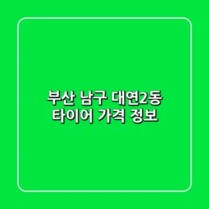부산 남구 대연2동 타이어 가격 정보
