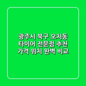 광주시 북구 오치동 타이어 전문점 추천 | 가격, 위치 완벽 비교