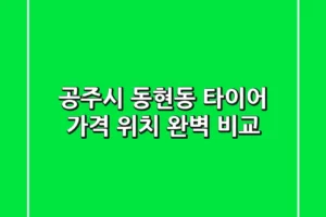 공주시 동현동 타이어, 가격 & 위치 완벽 비교