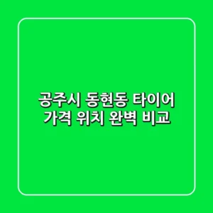 공주시 동현동 타이어, 가격 & 위치 완벽 비교