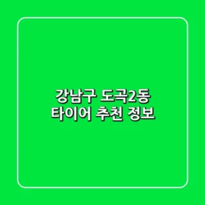 강남구 도곡2동 타이어 추천 정보