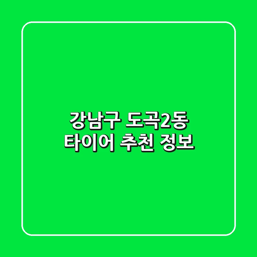 강남구 도곡2동 타이어 추천 정보