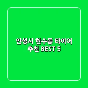 안성시 현수동 타이어 추천 BEST 5