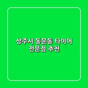상주시 동문동 타이어 전문점 추천