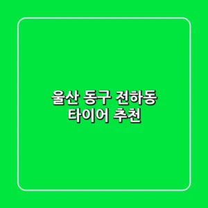 울산 동구 전하동 타이어 추천