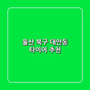 울산 북구 대안동 타이어 추천