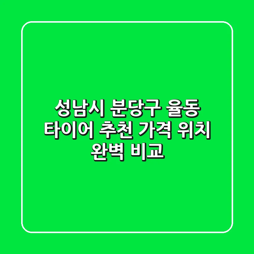 성남시 분당구 율동 타이어 추천 | 가격, 위치 완벽 비교