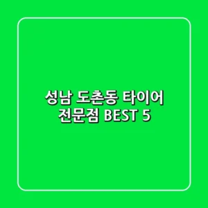 성남 도촌동 타이어 전문점 BEST 5