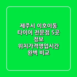 제주시 이호이동 타이어 전문점 5곳 정보 - 위치/가격/영업시간 완벽 비교