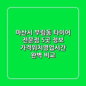 마산시 부림동 타이어 전문점 5곳 정보 - 가격/위치/영업시간 완벽 비교