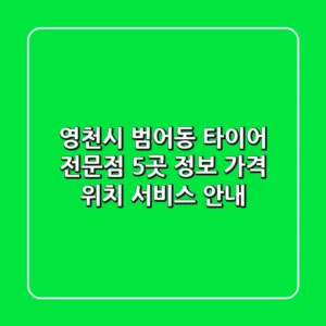 영천시 범어동 타이어 전문점 5곳 정보 - 가격, 위치, 서비스 안내