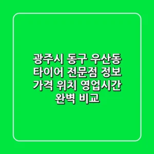 광주시 동구 우산동 타이어 전문점 정보 - 가격, 위치, 영업시간 완벽 비교