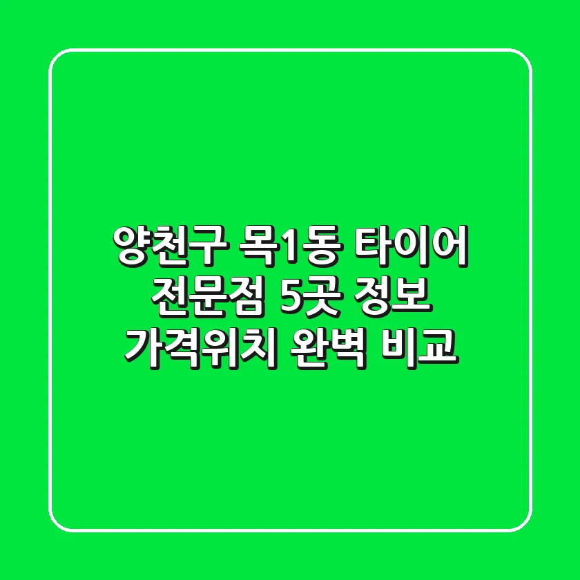 양천구 목1동 타이어 전문점 5곳 정보 - 가격/위치 완벽 비교