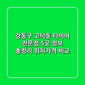 강동구 고덕동 타이어 전문점 5곳 정보 총정리 - 위치/가격 비교