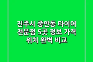 진주시 중안동 타이어 전문점 5곳 정보 – 가격, 위치 완벽 비교